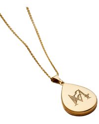 Posh Totty Designs - Yellow Gold Plated Floral Engraved Initial Droplet Locket Necklace - Lyst