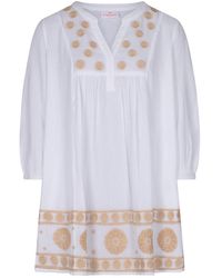 La Mandarine - Cotton Gauze Beach Kaftan With Embroidery And Pockets - Lyst