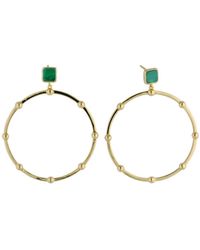 Bermuda Watch Company - Annie Apple Sterling Silver, Gold Vermeil, Green Malachite Stud, Gold Bobble Large Hoop Earrings - Lyst