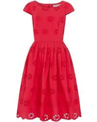 Emily and Fin - Claudia Floral Broderie Crimson Dress - Lyst