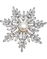 Farra - Pearl Setting Snowflake Shaped Brooch - Lyst