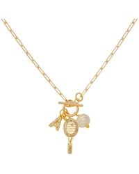 VALERIE CHIC - Initial Letter Crystal Tennis Racket Pearl Necklace 18K - Lyst