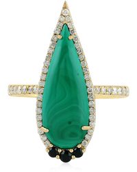 Artisan - Malachite & Diamond Teardrop Ring With Spinel - Lyst
