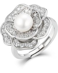 Santinni - 'Tsarina' Flower & Freshwater Pearl Ring - Lyst