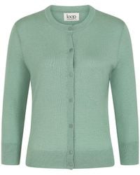 Loop Cashmere - Three Quarter Sleeve Crew Neck Cardigan - Lyst
