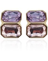 Michael Nash Jewelry - Clara Light Amethyst And Light Rose Double Stone Clip Earrings - Lyst