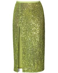 AGGI by HALEWSKI - Zuza Lemon Sparkle Sequin Midi Skirt With Slit - Lyst