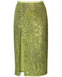 AGGI by HALEWSKI - Zuza Lemon Sparkle Sequin Midi Skirt With Slit - Lyst