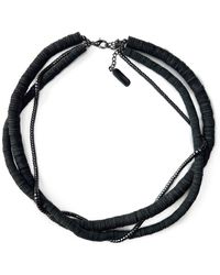 WAIWAI - Layered Leather Hematite Necklace - Lyst