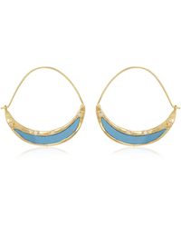 Rare Matters Jewelry - Crescent Gemstone Hoops Earrings - Lyst