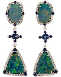 Artisan - Opal, Sapphire & Diamond Drop Earrings - Lyst