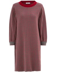 Peraluna - Organic Cotton Wide O-Neck 3/4 Pleated Sleeve Above-Knee Knitwear Dress - Lyst