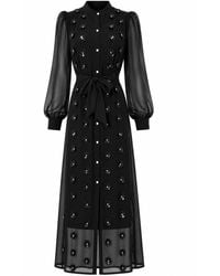 Rose & Nancy - Morena Hand Embellished Midi Shirt Dress - Lyst