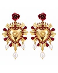 Vstyle - Radiant Sacred Heart Pearl Earrings - Lyst