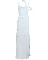 House of Ika - Slit Ruffle Viscose Maxi Dress - Lyst