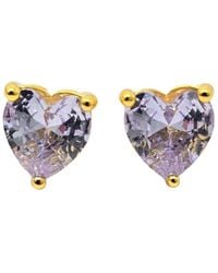 Harfi - Alexandrite Heart June Birthstone Stud Earrings - Lyst