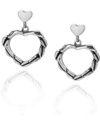 Unaloe - Sterling Heart Drop Earrings – Contemporary Statement Designer Jewelry - Lyst