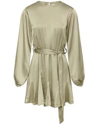 Urban Touch - Neutrals Long Sleeve Pleated Skater Dress - Lyst
