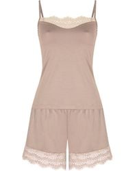 Oh!Zuza - Neutrals Poem Lace Trim Short Pajama Set – Almond Milk - Lyst
