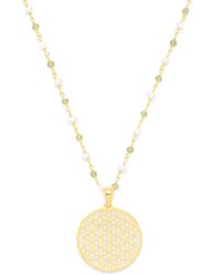 Seven Saints - Divine Life Force Flower Of Life Necklace, Pearl And Peridot - Lyst