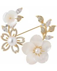 Angel Barocco - Vintage Floral Mother-Of-Pearl Brooch - Lyst