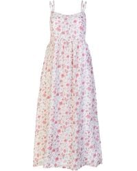 REISTOR - Strappy Gathered Petal Fusion Midi Crepe Dress - Lyst