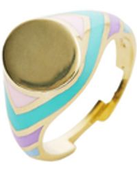 Spero London - Enamelled Multicoloured Sterling Circle Signet Ring - Lyst