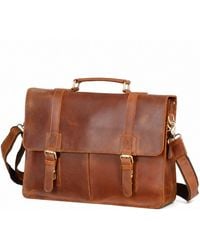 Touri - Worn Look Genuine Leather Messenger - Lyst