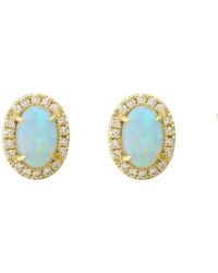KAMARIA - Ethiopian Opal Oval Diamond Stud Earrings - Lyst