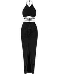 Cliché Reborn - Set Of Long Skirt With Slit & Top With Ties - Lyst