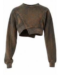 Gao Republic - Neutrals Sweatshirt Cropped With Asymmetric Hem Jersey Acid - Lyst