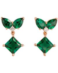 Juvetti - Amore Rose Gold Earrings Emeralds & Diamonds - Lyst