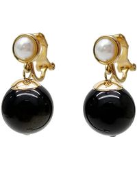 Farra - Obsidian With Pearls Clip-On Earrings - Lyst