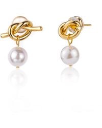 Miss Cecilia - Adeline Knot Pearl Earrings - Lyst