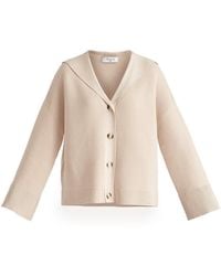 Paisie - Neutrals Sailor Collar Ribbed Cardigan - Lyst