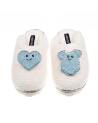 Laines London - Neutrals Teddy Closed Toe Slippers With Laines Lovables Love & Baby Grow Brooches - Lyst