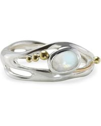 Isla Silver - Unique Sterling Moonstone Ring With Details - Lyst