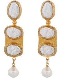 Ebru Jewelry - Cleopatra Pearl & Gold Design Dangle Earrings - Lyst