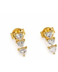 Rejected Hearts Club - Story Of Three Hearts Vertical Climber Earrings - Lyst