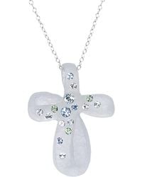Gold & Honey - Ice Blue Bubble Cross With Swarovski Crystals - Lyst