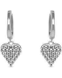Clemence Wren - Sparkly Heart Charm Hoop Earrings - Lyst