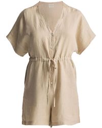 REISTOR - Neutrals V Neck Drawstring Romper - Lyst
