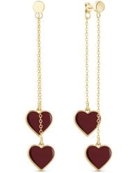Rejected Hearts Club - Single Hearted Girl Dangle Heart Charm Filled Earrings - Lyst