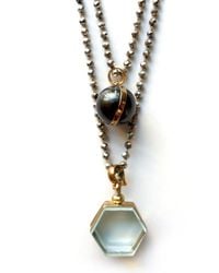 Persia Dona Jewelry - Vintage Locket Pearl Pyrite Necklace - Lyst