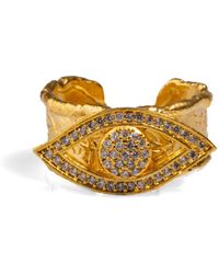 Ebru Jewelry - Protective Diamond Eye Cuff Adjustable Chunky Ring - Lyst