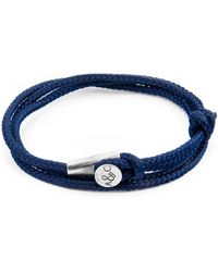 Anchor and Crew - Navy Blue Dundee Silver & Rope Bracelet - Lyst