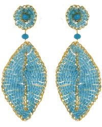 Lavish by Tricia Milaneze - Aqua & Leaf Handmade Crochet Earrings - Lyst