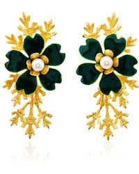 Milou Jewelry - Dark Flower Earrings With Branches - Lyst