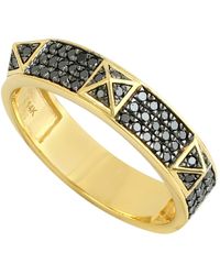 Artisan - 14k Solid Gold With Pave Black Diamond Pyramid Design Band Ring Jewelry - Lyst