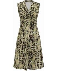 Conquista - Artistic Wrap-Front Midi Dress With Abstract Print - Lyst